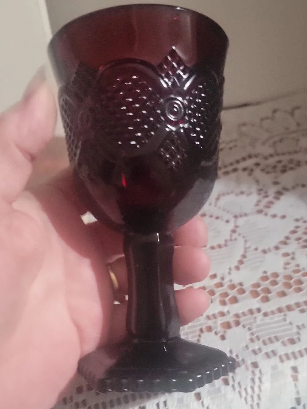 Avon Cape Cod 1876 Ruby Red  Wine Glass Pair